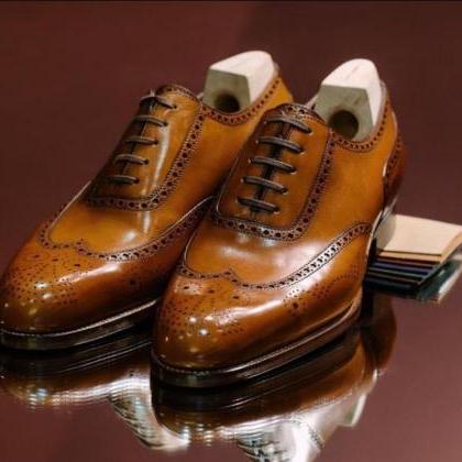 Made On Order Oxfords Brown Leather Wingtip Lace..