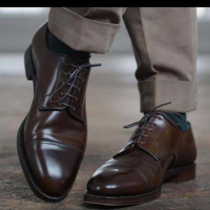 Unique Style Chocolate Brown Cap Toe Leather Lace..