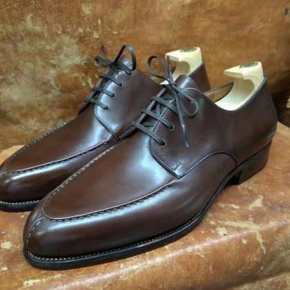 Brown Split Toe Genuine Leather Lace Up Formal..