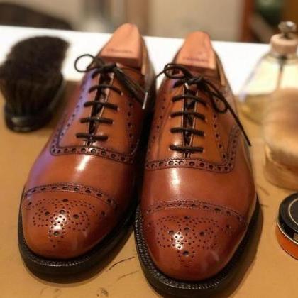 Classic Men's Handmade Oxfords Brown..