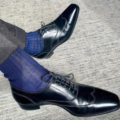 Luxury Men's Handmade Black Shoes,..