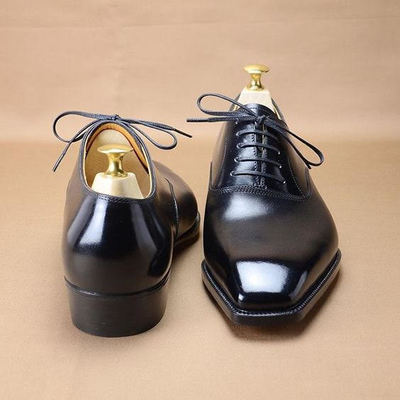 Men's Handmade Black Narrow Toe Leather Shoes