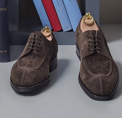 Trendy Men's Handmade Dark Brown Split Toe Lace Up Shoes, Best Suede Formal Shoes