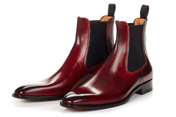 TRENDY OXBLOOD MEN HAND MADE MAROON CHELSEA LEATHER BOOTS 