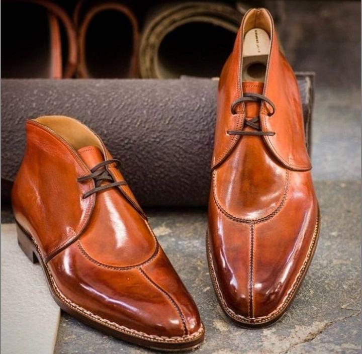 Handmade Brown Split Toe Leather Formal Dress Boot For Men