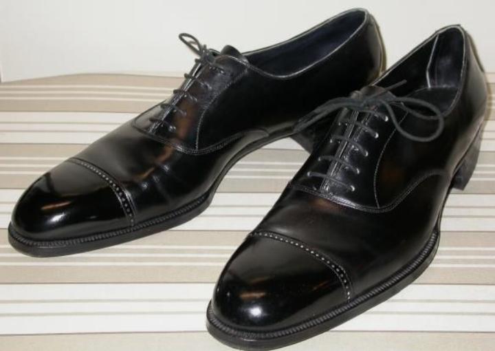 Decent Men's Black Cap Toe Lace Up Leather Office Shoes