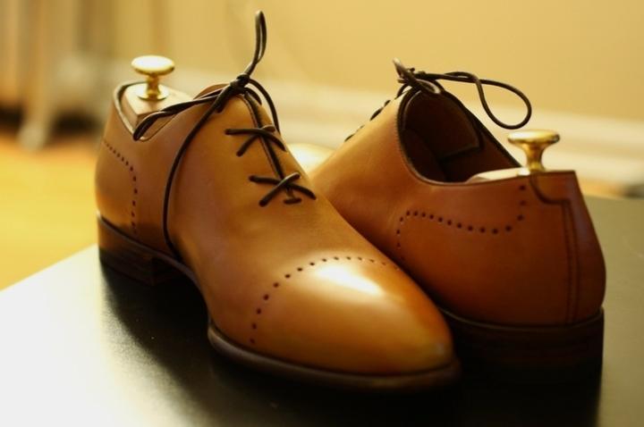 Stylish Men's Tan Brown Cap Toe Style Leather Lace Up Shoes