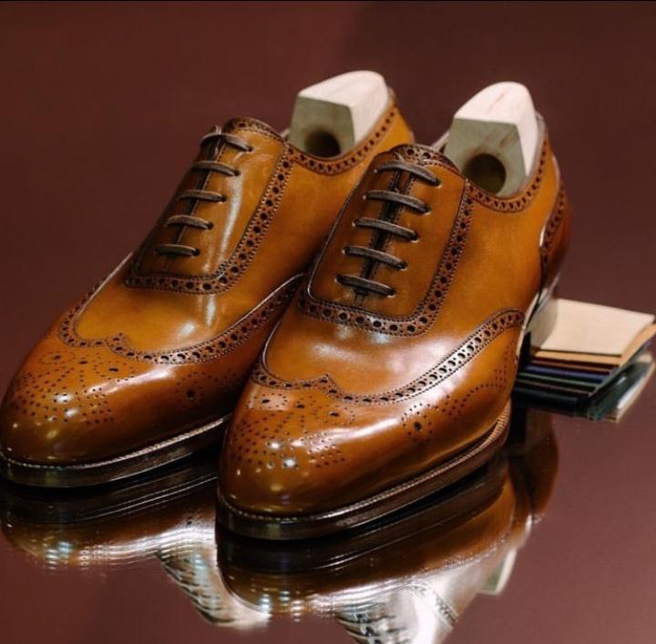 Made On Order Oxfords Brown Leather Wingtip Lace Up Hand Stitch Shoes
