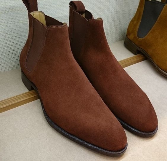 Classic Men's Handmade Brown Chelsea Adult Travelling Suede Boot