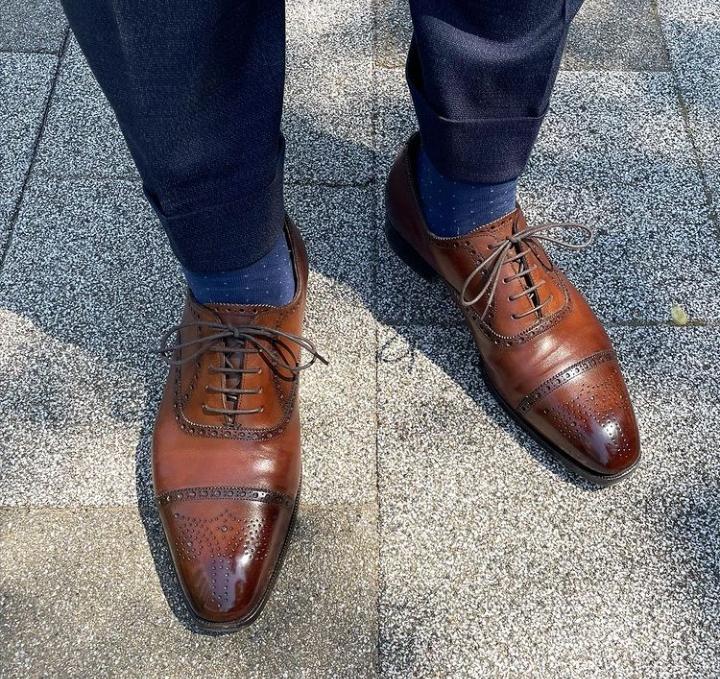 Decent Wear Men's Brown Oxfords Cap Toe Leather Lace Up Shoes