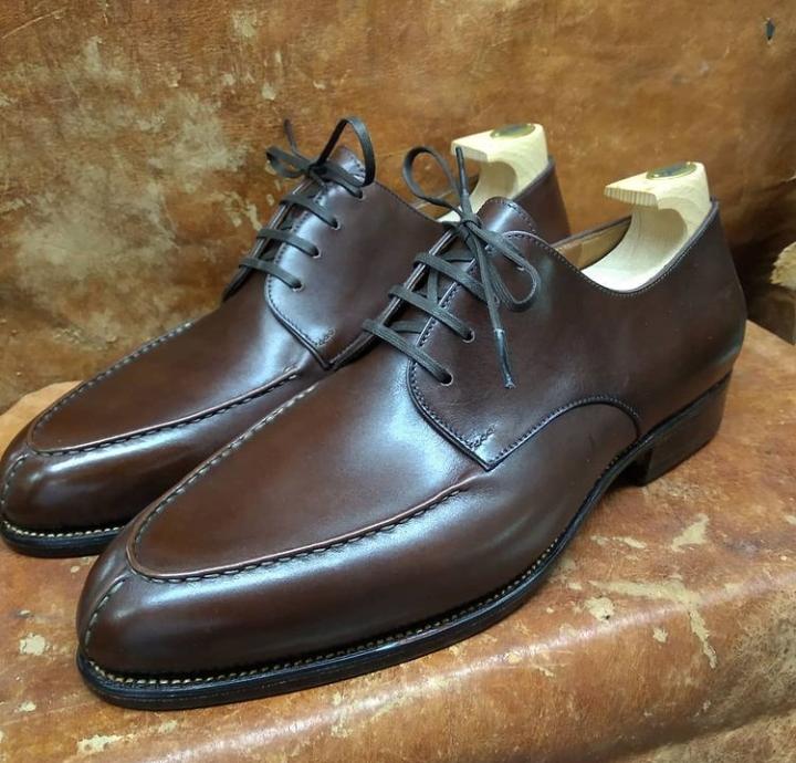 Brown Split Toe Genuine Leather Lace Up Formal Shoes