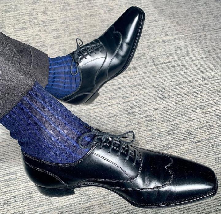 Luxury Men's Handmade Black Shoes, Wingtip Leather Formal Shoes
