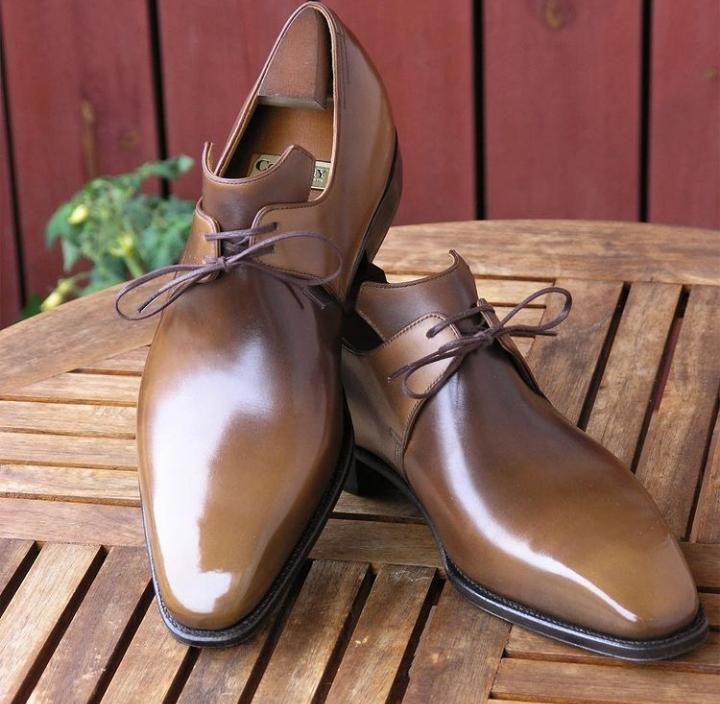 Elegant Men's Hand Stitch Brown Chukka Genuine Leather Lace Up Shoes