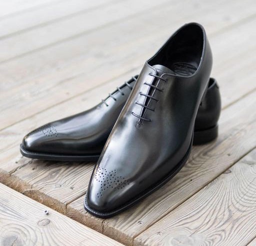 Handmade Black Brogue Leather Office Lace Up Shoes