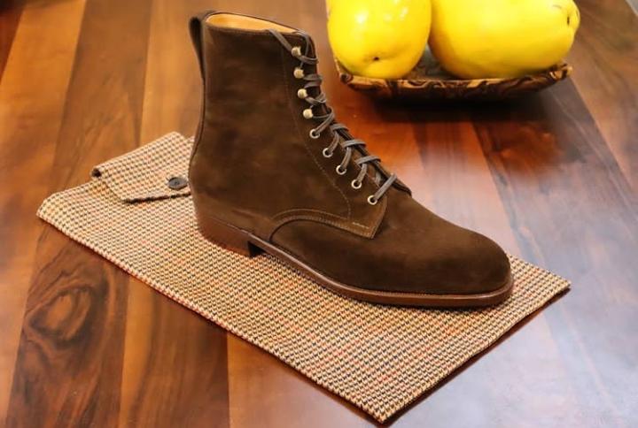 Handmade Chocolate Brown Ankle High Rangers Suede Lace Up Boot
