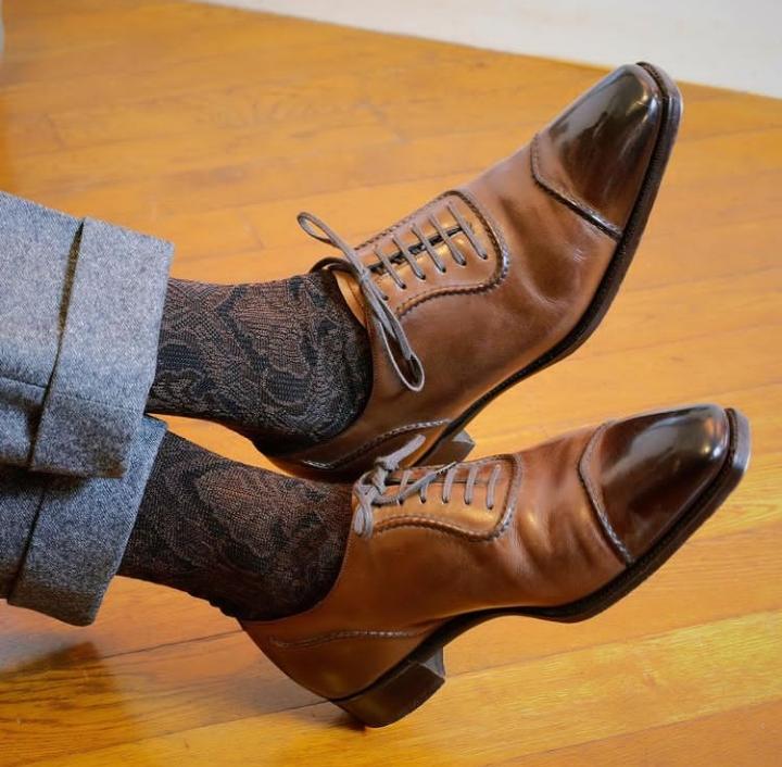 Men's Two Tone Hand Made Lace Up Leather Shoes