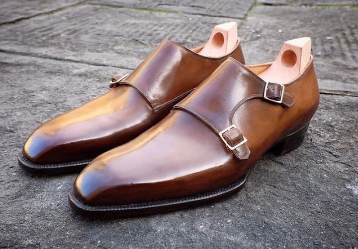 Luxury Men's Double Monk Strap Shoes Genuine Leather Formal Shoes