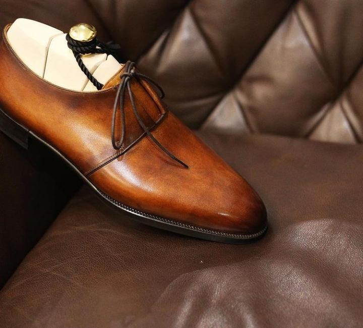 Unique Brown Leather Lace Up Wedding Shoes, Handmade Customise Shoes