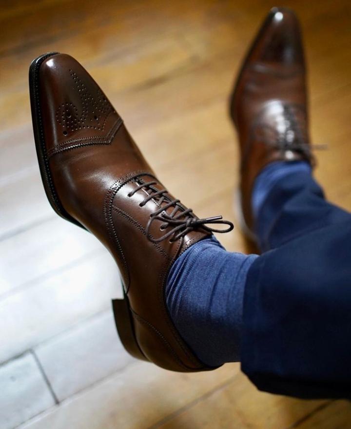 Elegant Men's Brown Oxfords Brogue Leather Lace Up Formal Shoes