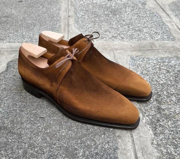 Trendy Men's Hand Stitch Brown Chukka Shoes, Genuine Suede Lace Up Formal Shoes