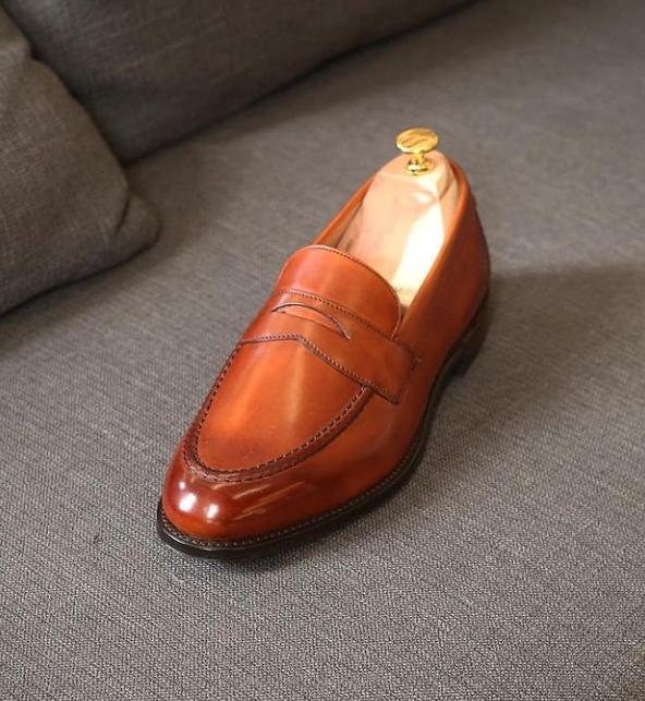Unique Hand Made Brown Moccasin Loafer Leather Wedding Shoes