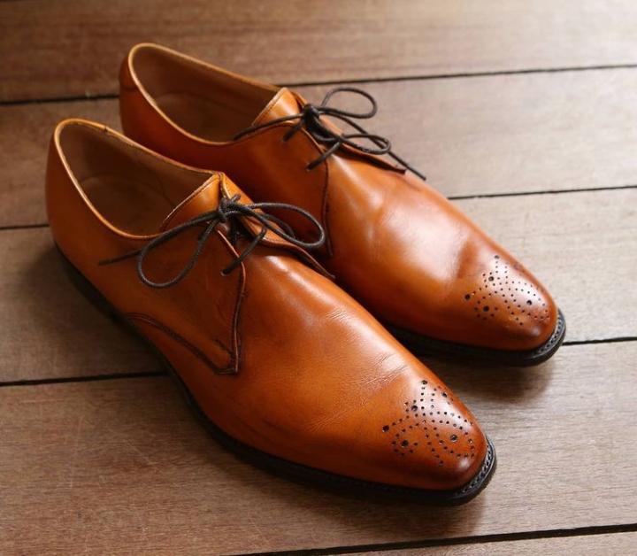 Unique Men's Hand Stitch Brown Brogue Style Leather Lace Up Shoes
