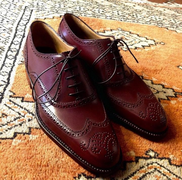 Latest Collection Burgundy Oxfords Hand Stitch Leather Lace Up Shoes Made On Order