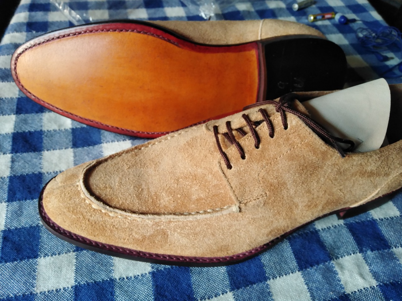 Luxury Handmade Men's Beige Split Toe Suede Lace Up Formal Wear Shoes