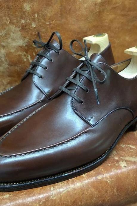 Best Brown Split Toe Genuine Leather Lace Up Formal Shoes