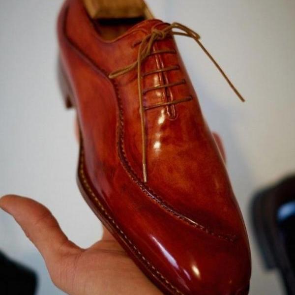 Classic Best Brown Leather Formal Wear Hand Made Lace Up Shoes