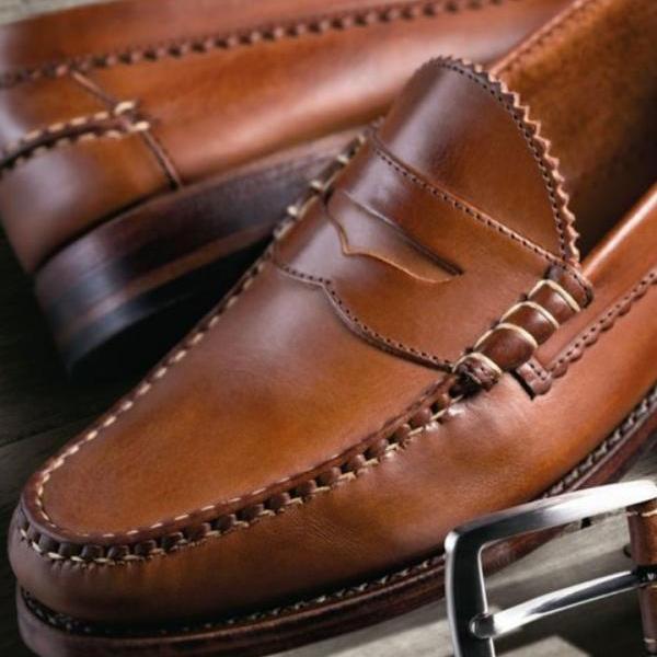 Handmade Brown Moccasin Loafer Leather Formal Shoes