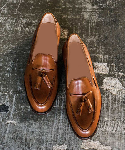 Classic Brown Tassels Loafers Handmade Leather Wedding Shoes,Men's ...